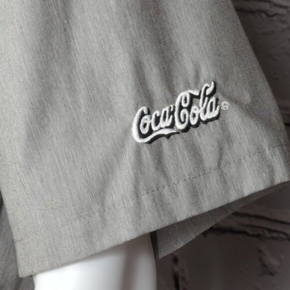 Coca Cola by Cintas Grey Logo Short Sleeve Uniform Button Down Shirt, Mens Large - Picture 4 of 9